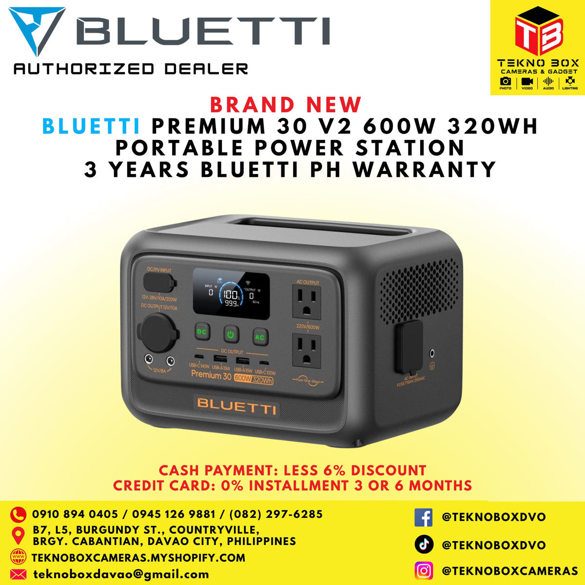Bluetti Premium 30 V2 600W 320WH Portable Power Station