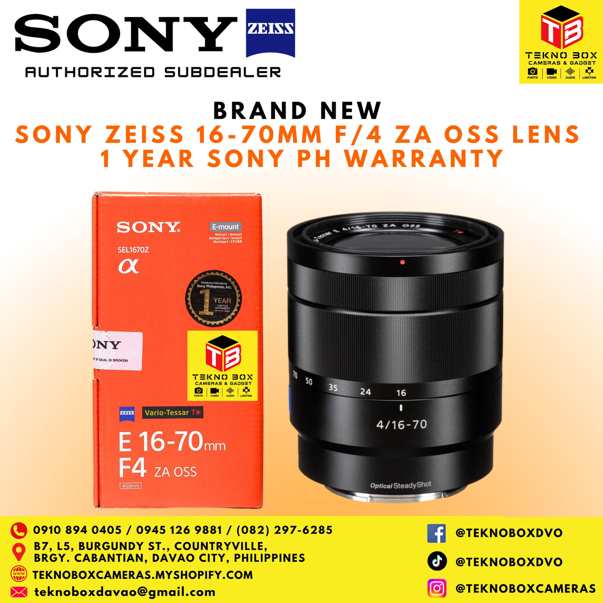 Sony Zeiss 16-70mm F/4 ZA OSS Lens