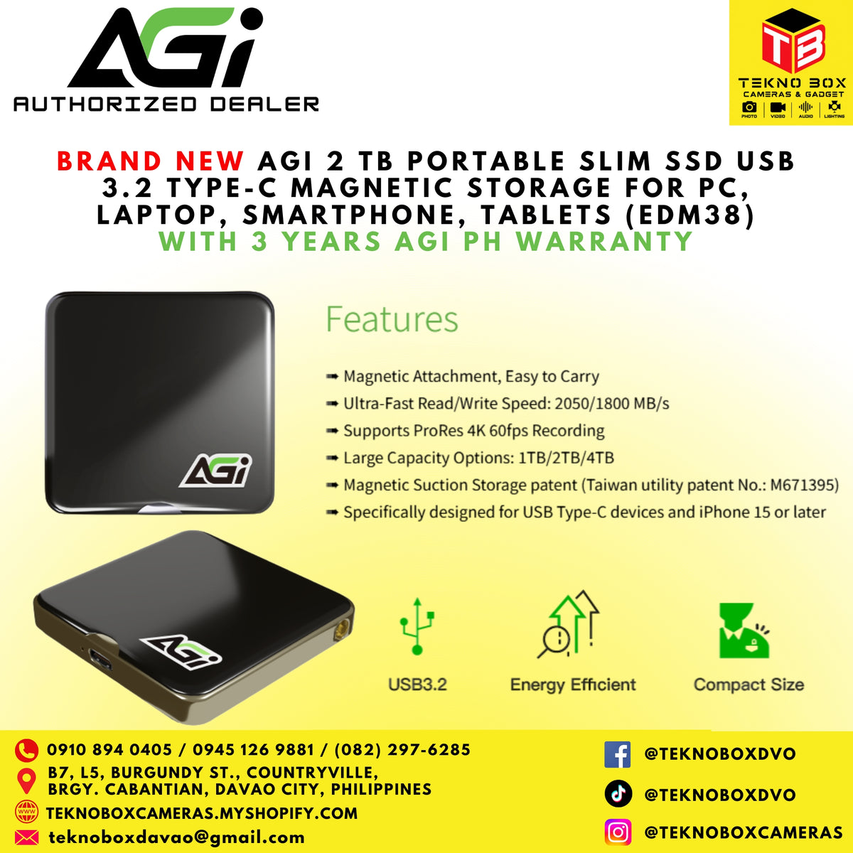 AGI Portable SSD Storage for PC, Laptops, Smartphones and Tablets