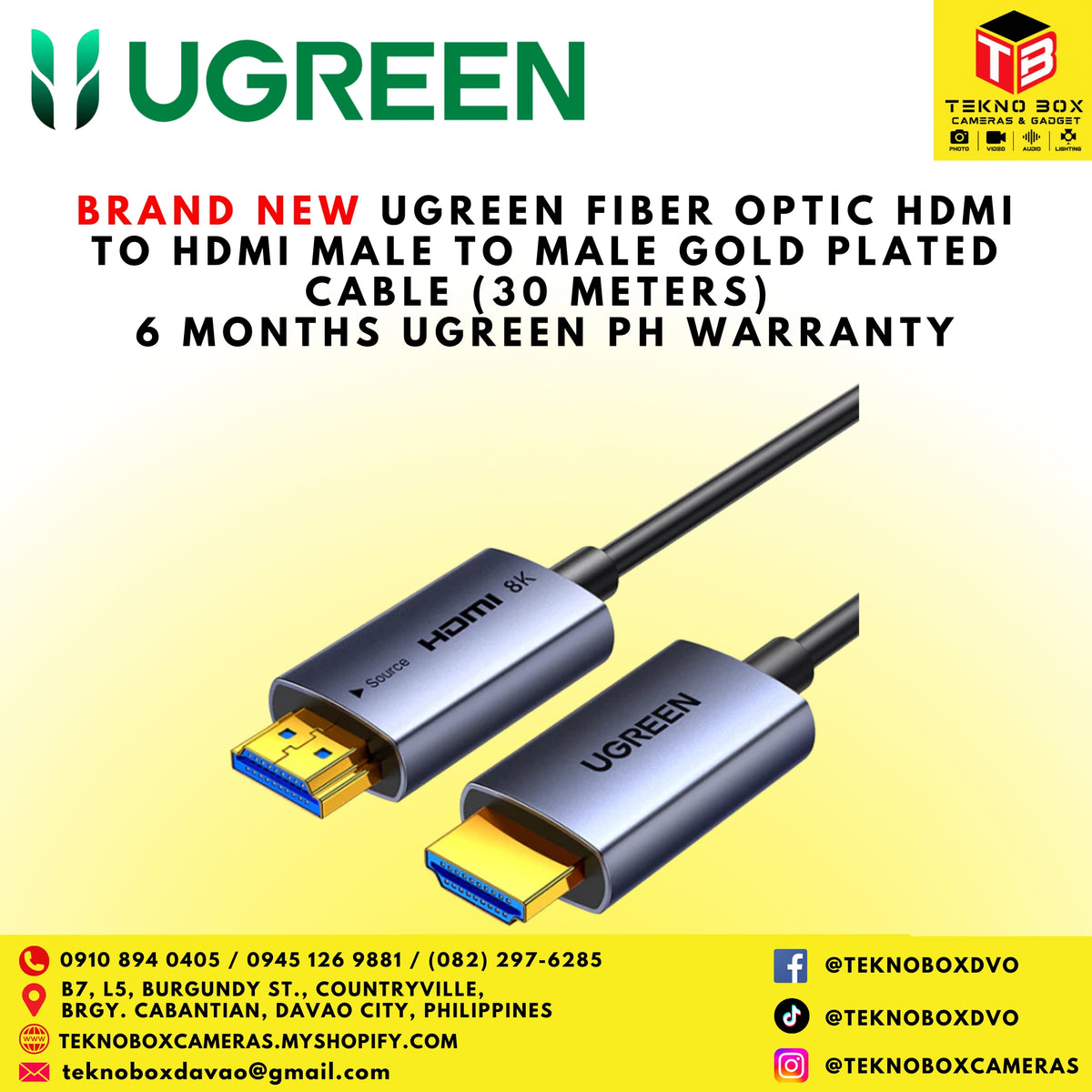 Ugreen HDMI to HDMI Male to Male 8K Fiber Optic Cable (30 Meters)