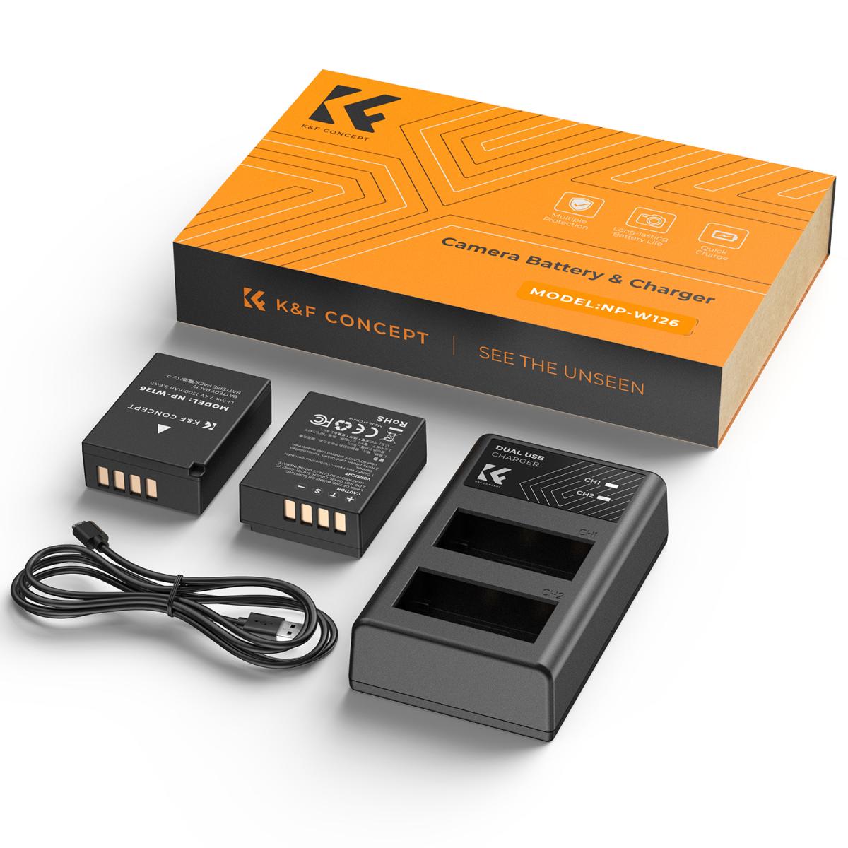 K&F NP-W126 Dual Batteries with Charger