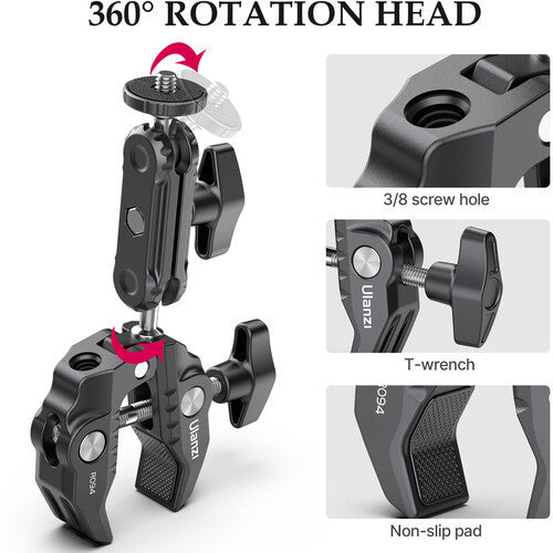 Ulanzi R094 Clamp Mount for Action Cameras, Cameras, Etc.