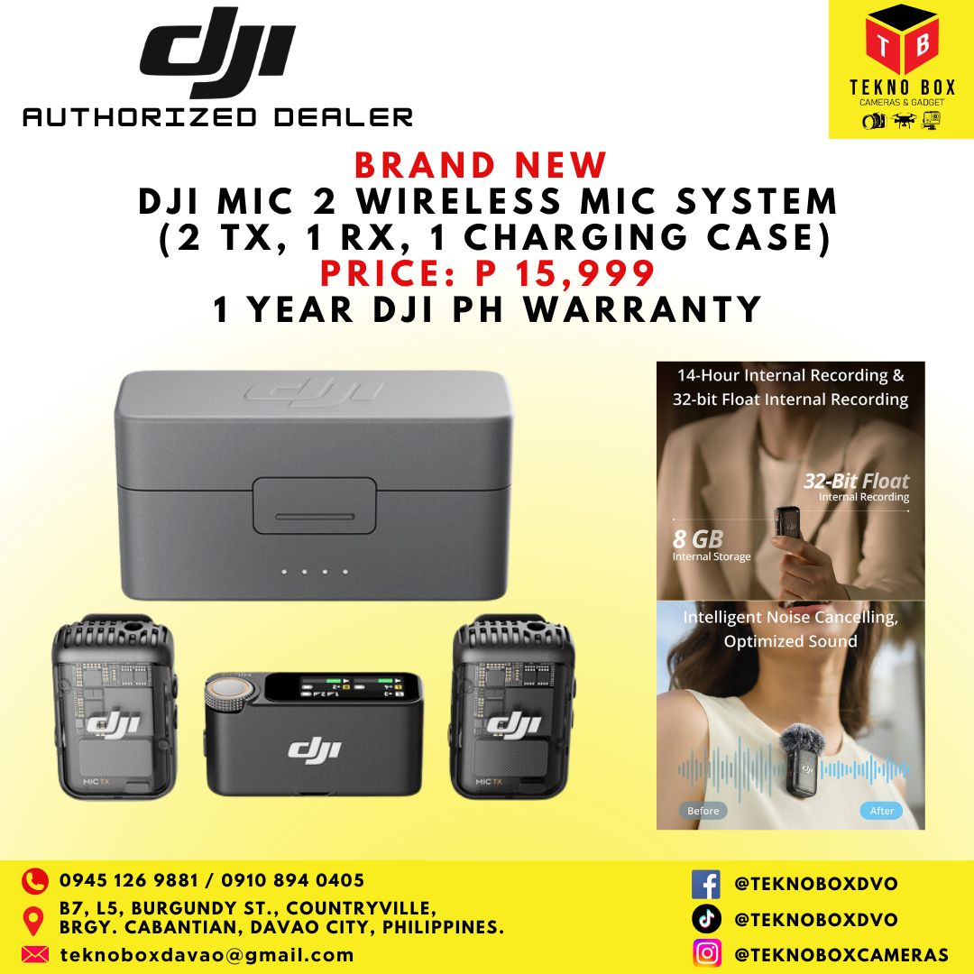 DJI Mic 2 Wireless Microphone System (2 TX, 1 RX, Charging Case)
